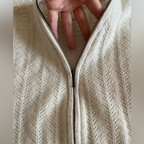 GARNET HILL Gemma Zip-Detail Cashmere Sweater XS Beige Colour - Picture 13 of 16